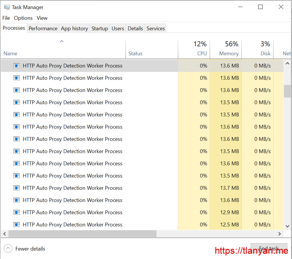 系统出现大量HTTP Auto Proxy Detection Worker Process